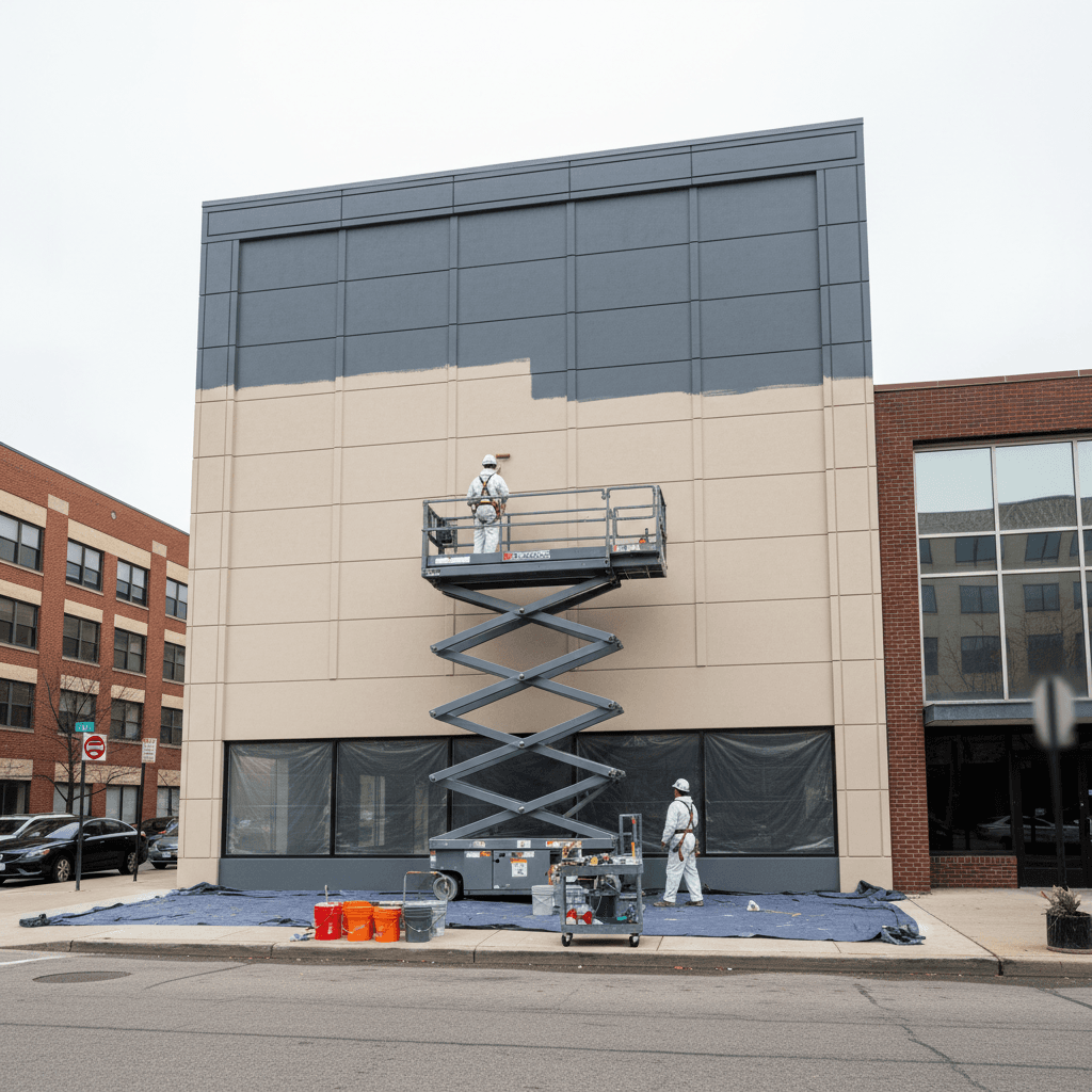 Commercial building exterior painting