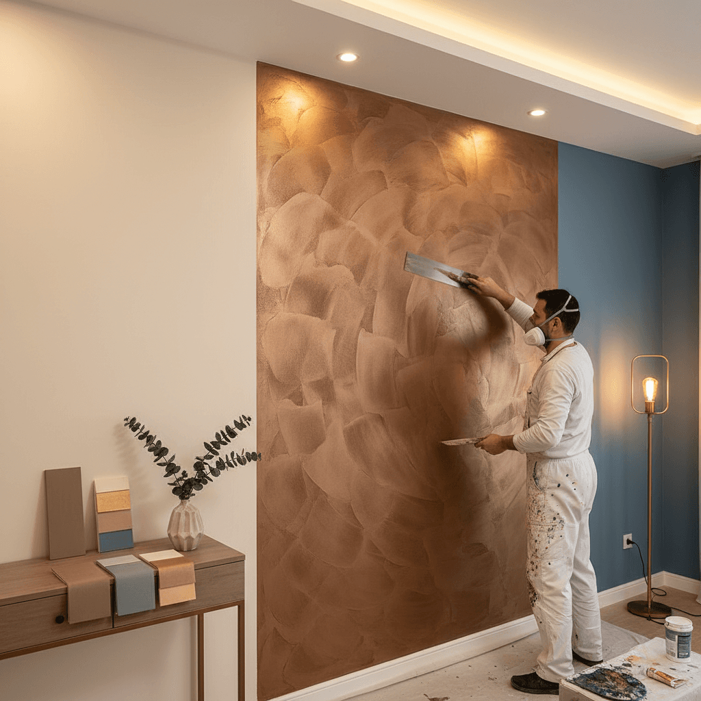 Specialty accent wall finish application