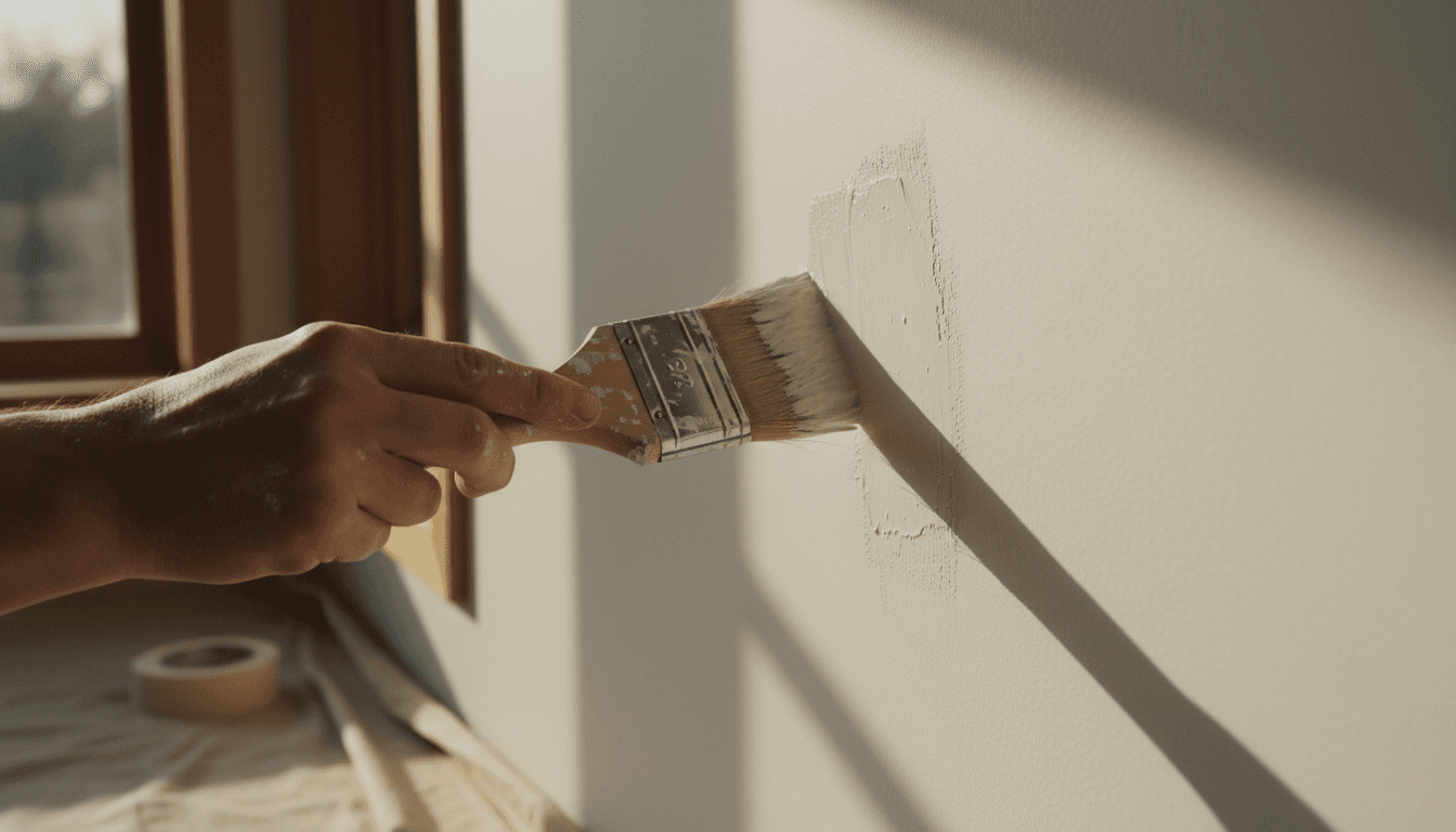 Professional painter applying interior paint with precision and care